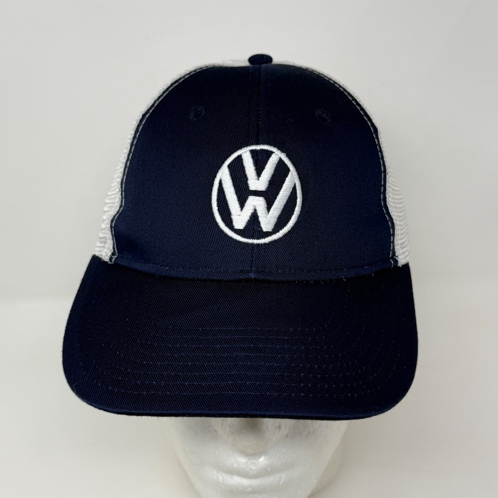 Volkswagen VW Trucker Hat Navy Blue White Mesh Snapback Cap VC400